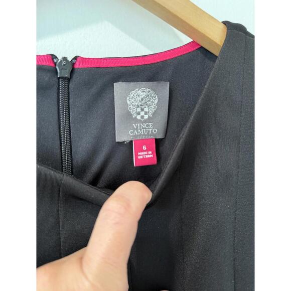 VINCE CAMUTO Black Dress 6 Pleated Fit&Flare Pockets Cocktail Career MSRP $128 - Picture 5 of 9